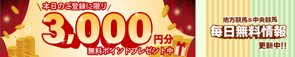 新期登録3,000円分プレゼント中