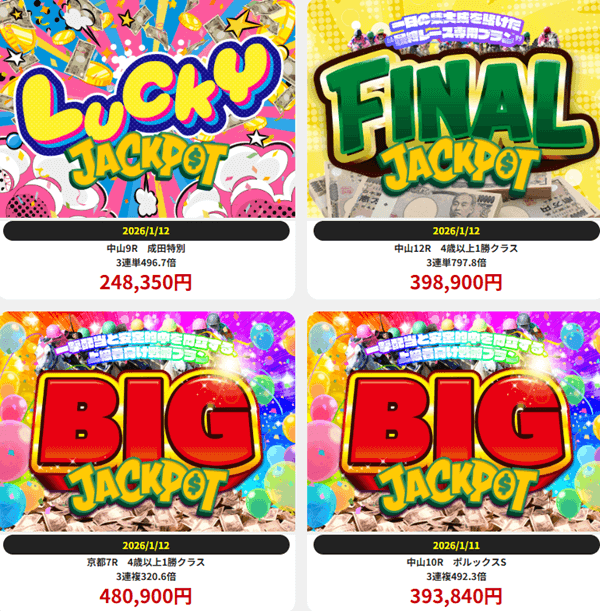 KEIBA JACKPOTの的中実績